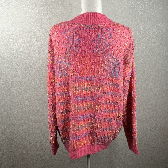 Bubble Gum Pink Multi Colored Speckled Oversized Super Soft Open Cardigan Size M - Picture 5 of 7